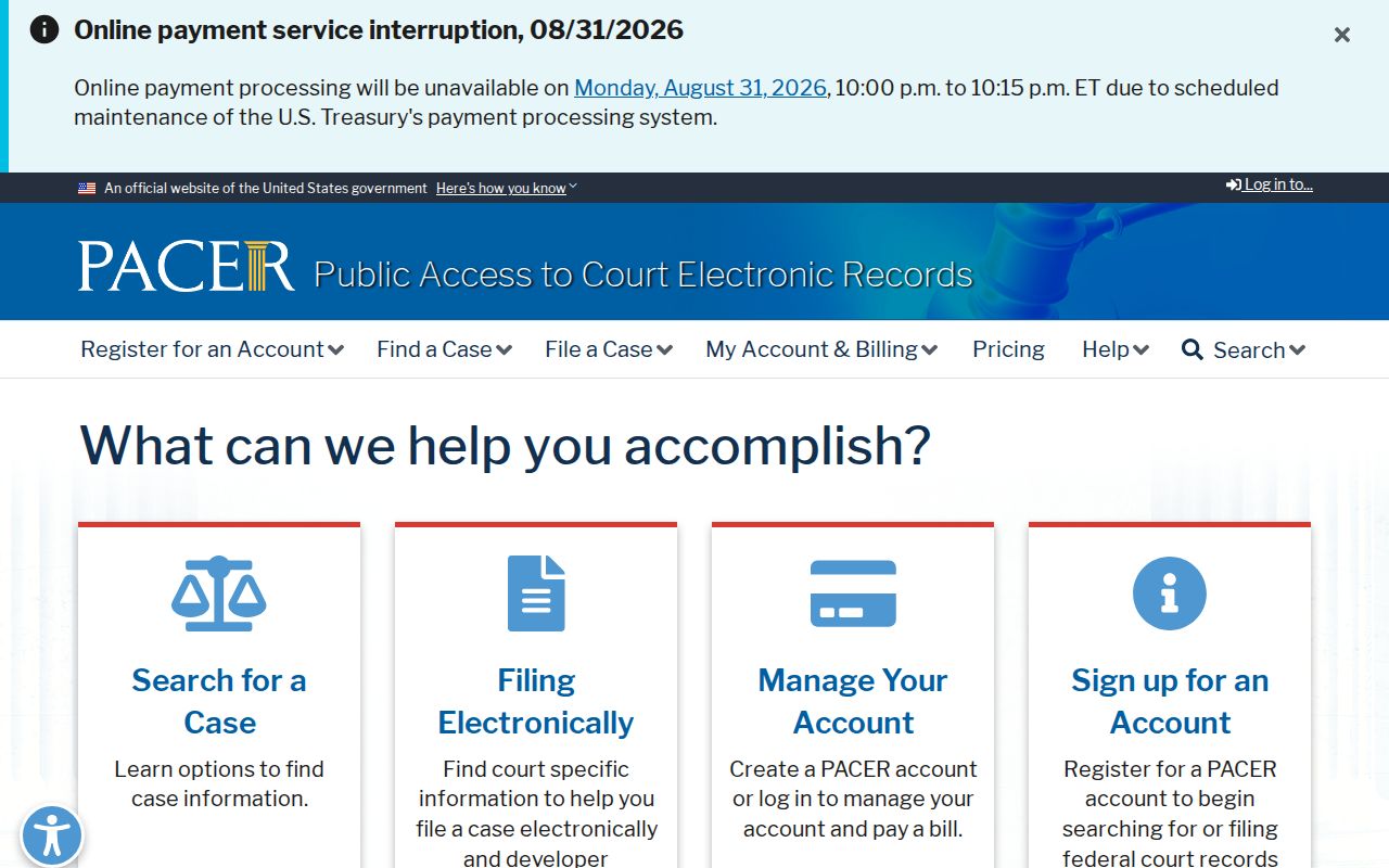 Scioto County case search federal PACER docket interface