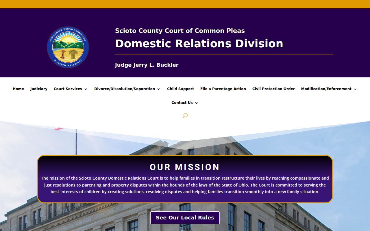 Scioto County civil docket Domestic Relations Court page